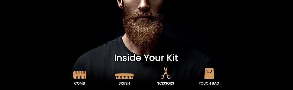 Beard Brush Set - Brush Comb Scissors with Storage Bag Beard Growth Care Gifts for Men - hero-brush