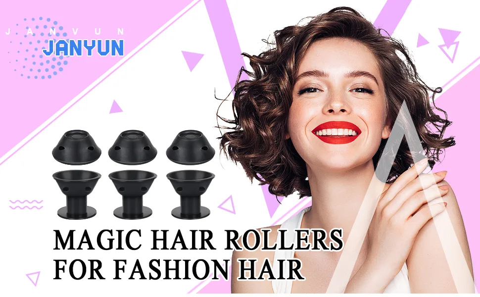 JANYUN 40 Pcs Black Magic Silicone Hair Rollers Include 20pcs Large Sleeping Curlers and 20pcs Small Silicone Hair Curlers (Pure Black) - black hair rollers for long hair