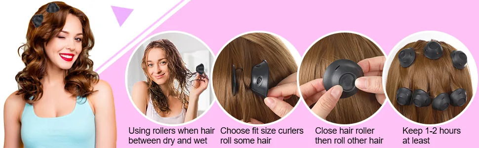 JANYUN 40 Pcs Black Magic Silicone Hair Rollers Include 20pcs Large Sleeping Curlers and 20pcs Small Silicone Hair Curlers (Pure Black) - how to use our hair curlers