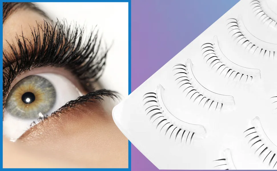 DAODER Bottom Lashes Lower False Eyelashes Natural Wispy Eye Lashes Set Pack Under Lashes Clear Band Fake Eyelashes 5 Pairs 6mm (Bottom Lashes Daring) - bottom lashes banner