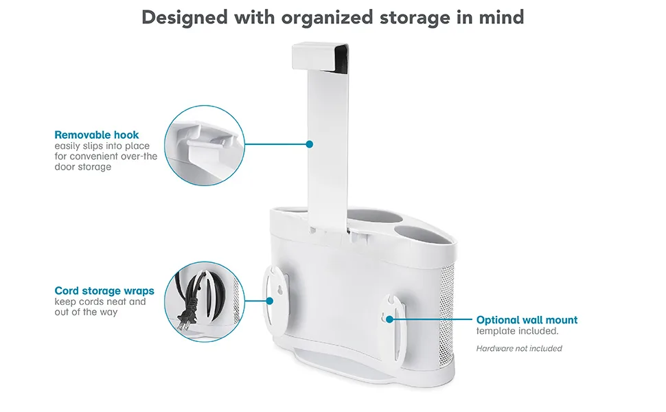 Polder Over-The Door Style Station PRO White - Designed with organized storage in mind