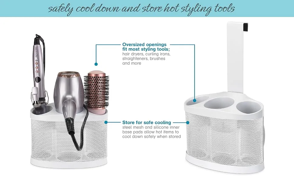 Polder Over-The Door Style Station PRO White - Safely cool down and store hot styling tools