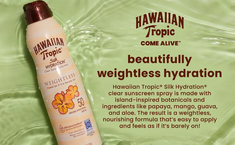 Hawaiian Tropic Silk Hydration Weightless Sunscreen Spray, SPF 30, 6oz - Twin Pack Spray - SPF 30 - Hawaiian Tropic silk weightless hydration clear sunscreen sun screen spray Neutrogena Coppertone