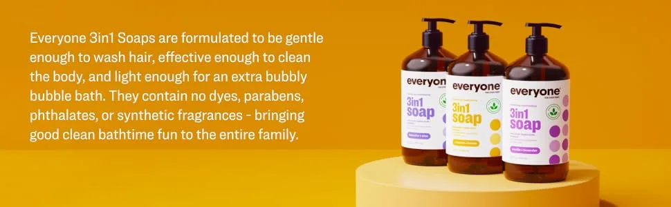 Everyone 3-in-1 Soap, Body Wash, Bubble Bath, Shampoo, 32 Ounce (Pack of 2), Ruby Grapefruit, Coconut Cleanser with Organic Plant Extracts and Pure Essential Oils (Packaging May Vary) Ruby Grapefruit 32 Ounce, 2 Count - product information 6