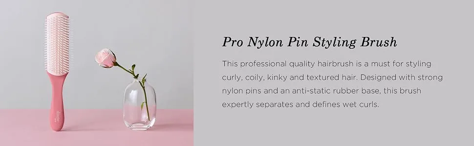Diane Pro Nylon Pin Styling Brush, D9750 Pink Professional Pink - Pro nylon pin styling brush