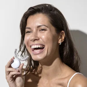 AuraGlow Teeth Whitening Light, 10X More Powerful LED Light, Accelerate Whitening Results Upgraded Teeth Whitening Light - teeth whitening light woman