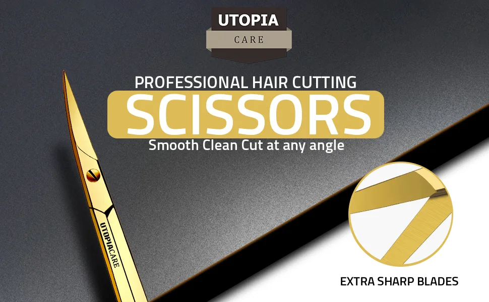 Utopia Care - Curved and Rounded Facial Hair Scissors for Men - Mustache, Nose Hair & Beard Trimming Scissors, Safety Use for Eyebrows, Eyelashes, and Ear Hair - Professional Stainless Steel (Gold) - eyebrow scissor