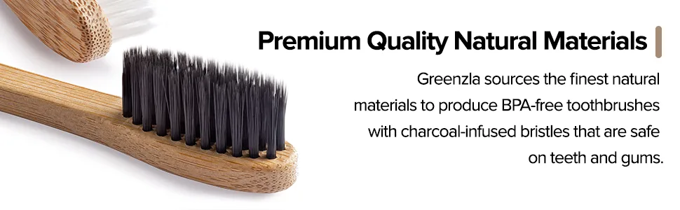 Greenzla Bamboo Toothbrushes (12 Pack) | BPA Free Soft Bristles Toothbrushes | Eco-Friendly, Natural Bamboo Toothbrush Set | Biodegradable & Compostable Charcoal Wooden Toothbrushes - bamboo toothbrushes Charcoal toothbrushes Organic zero-waste Natural adult zero-waste soft medium