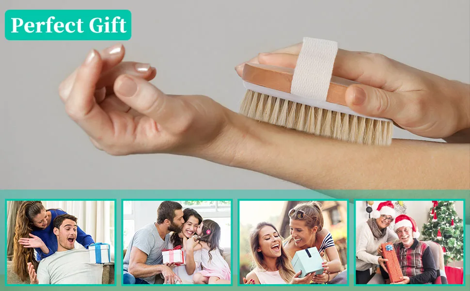 KIPRITII 3 Pack Value Set Includes Dry Brush for Exfoliating, Ergonomically Double-Sided Back Scrubber for Shower & Natural Loofah Pad, Back Shower Brush for Cellulite & Lymphatic - product information 7