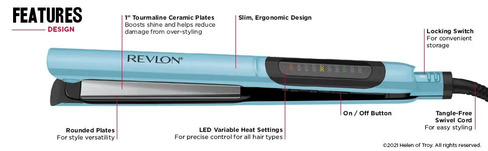 Revlon Lasting Brilliance Digital Hair Flat Iron | Fast, Smooth and Shiny Styling, (1 in) 1 INCH_BLUE - flatiron; flatirons; straightener; straightener; hair straightener; hair straighteners; revlon