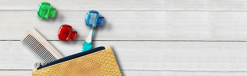 Mspan Toothbrush Head Cover Cap: Toothbrush Protector Brush Pod Case Protective Plastic Clip Bathroom Cool Stuff for Household Travel Blue, Red, Green, Black - travel toothbrush holder