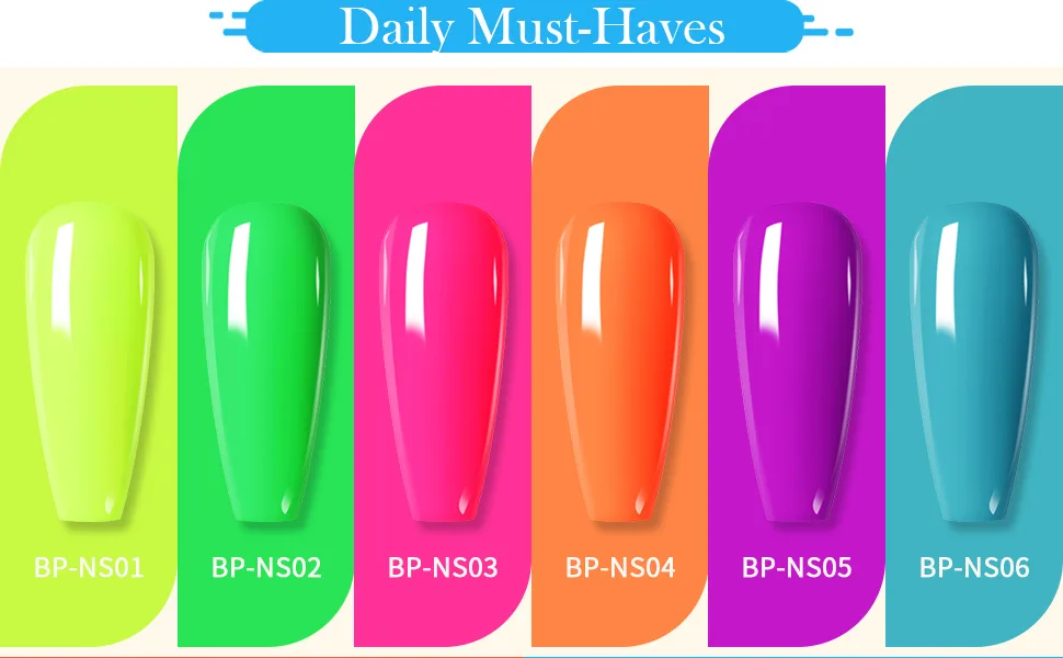 BORN PRETTY Neon Nail Polish Fluorescent Bright Nail Lacquer 6PCS Set A-neon nail polish - nail polish