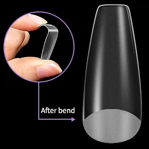 MELLIEX 260pcs False Nail Tips, Full Cover Coffin Fake Acrylic Nails Extension Press on Artificial Nails Tips for Home DIY Clear Matte - False nail bent with no trace