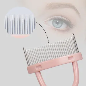 Eyelash Comb, Acavado Eyelashes Mascara Separator Tool Lash Comb with Metal Teeth (Pink) Light Pink - Eyelash Comb
