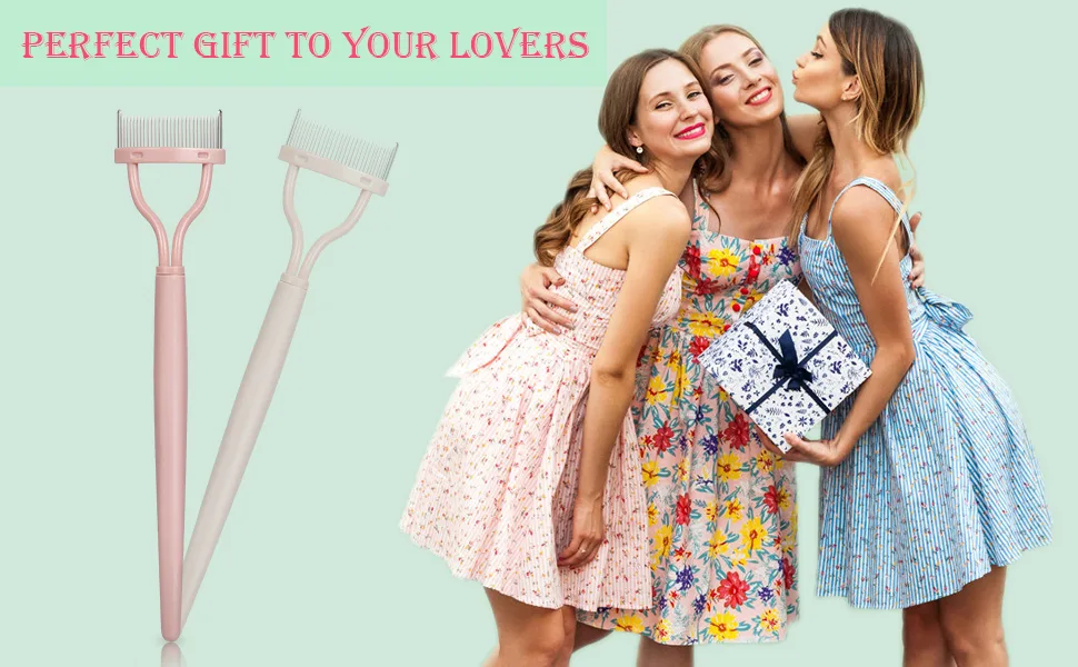 Eyelash Comb, Acavado Eyelashes Mascara Separator Tool Lash Comb with Metal Teeth (Pink) Light Pink - Perfect gift