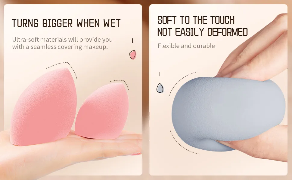 Foonbe Makeup Sponge Set, Soft, Blending Beauty Foundation Sponges for Liquid, Cream and Powder(3 Pcs, Macaron Color) B-3pcs Macaron Color - foundation sponge makeup blender sponge beauty sponge beauty sponges for makeup foundation blender