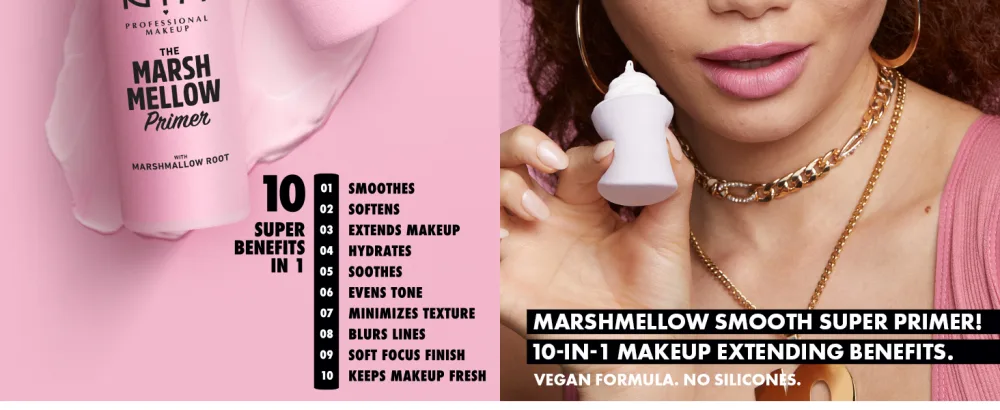 NYX PROFESSIONAL MAKEUP Marshmellow Smoothing Primer + Makeup Setting Spray, Matte Finish (2-Pack) Primer Bundle (Primer + Setting Spray) - marshmellow primer smoothing face prep marshmallow long wear extend