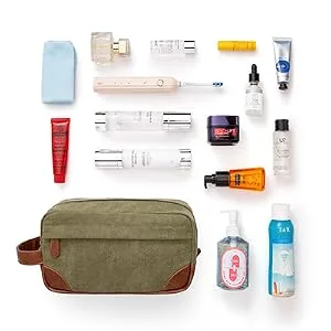 Vorspack Toiletry Bag Hanging Dopp Kit for Men Water Resistant Canvas Shaving Bag with Large Capacity for Travel - Green - items