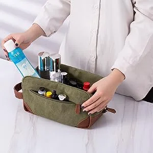 Vorspack Toiletry Bag Hanging Dopp Kit for Men Water Resistant Canvas Shaving Bag with Large Capacity for Travel - Green - large capacity