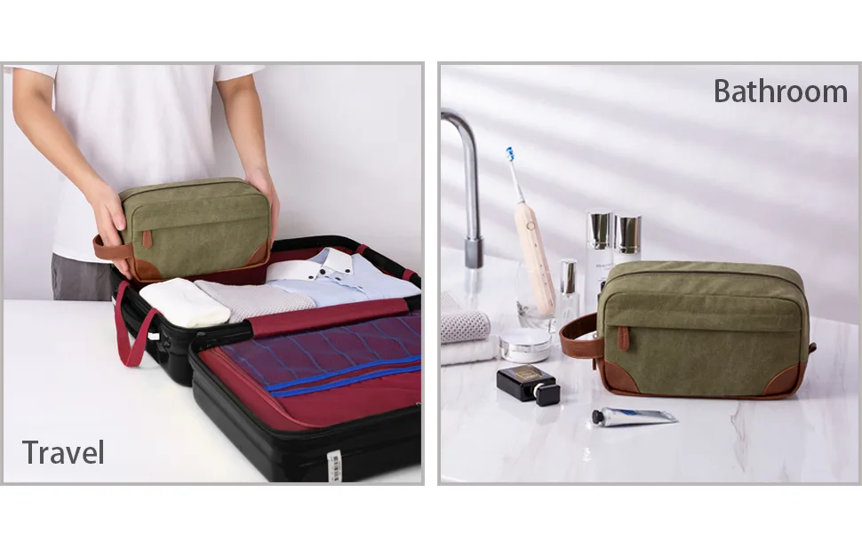 Vorspack Toiletry Bag Hanging Dopp Kit for Men Water Resistant Canvas Shaving Bag with Large Capacity for Travel - Green - occasion