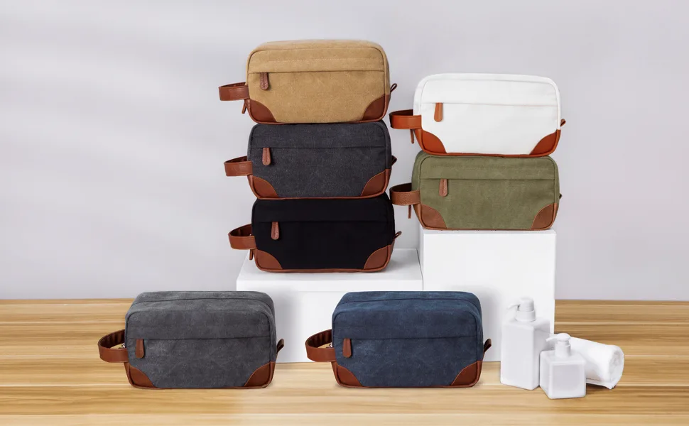 Vorspack Toiletry Bag Hanging Dopp Kit for Men Water Resistant Canvas Shaving Bag with Large Capacity for Travel - Green - post