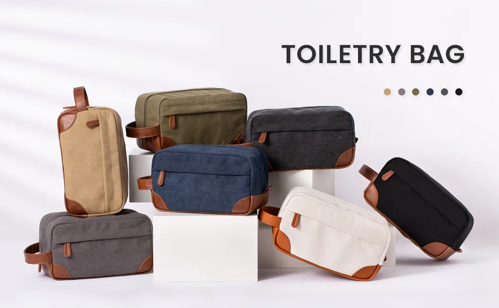 Vorspack Toiletry Bag Hanging Dopp Kit for Men Water Resistant Canvas Shaving Bag with Large Capacity for Travel - Green - toiletry bag