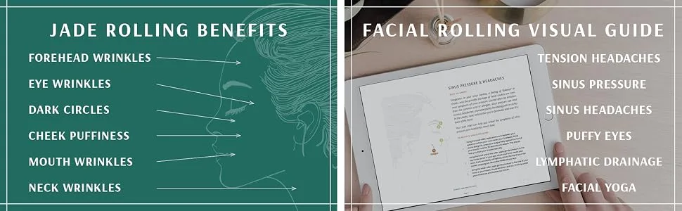Jade Roller and Gua Sha Set w/ Fridge Case - 100% Natural Jade Stone Roller & Gua Sha - Video Tutorial & Ebook Included - Real Jade Roller for Face - jade rolling benefits