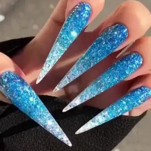 Vcedas 120PCS Extra Long Stiletto Half Cover Nail Tips Clear XXL Sharp False Nail Art Tips for Acrylic Nail (Bag) Clear #1(Half Cover) - product information 5