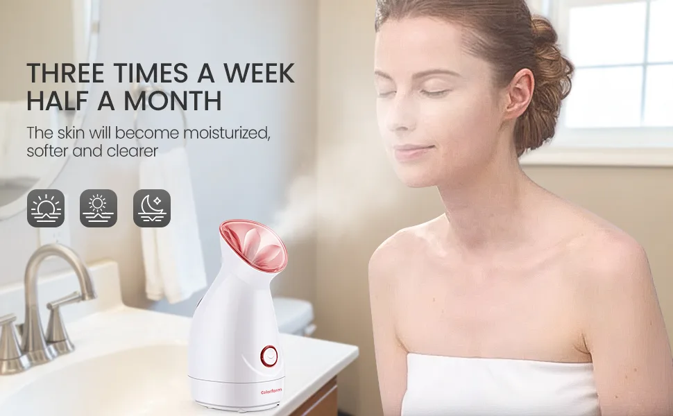 Facial Steamer Nano Ionic Hot Mist Face Steamer Home Sauna SPA Face Humidifier Atomizer for Women Men Moisturizing Unclogs Pores Spa Quality A-rose Gold - steamer