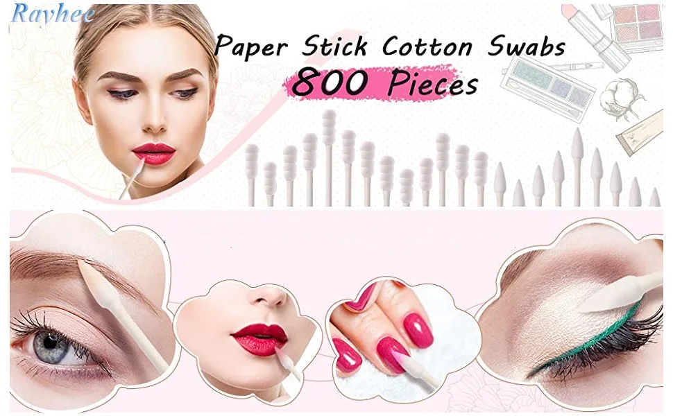 800 Pieces Cotton Swabs, Round Pointed Tipped with Paper Stick, Quality Cotton Heads- Sturdy Handle - Multipurpose, 4 Packs, 200 Pieces 1 Pack - 098773