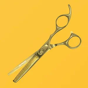 Equinox Professional Razor Edge Series - Barber Hair Thinning/Texturizing Scissors/Shears - 6.5 Inches (Liquid Gold) - PL10