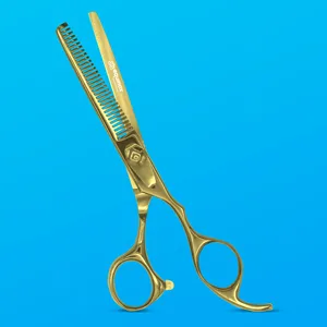 Equinox Professional Razor Edge Series - Barber Hair Thinning/Texturizing Scissors/Shears - 6.5 Inches (Liquid Gold) - PL10