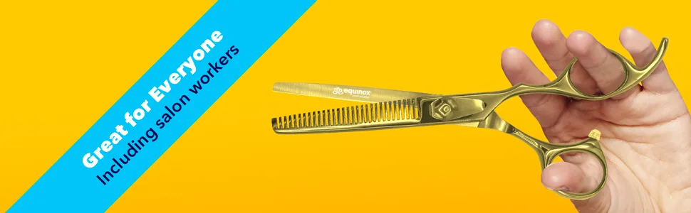 Equinox Professional Razor Edge Series - Barber Hair Thinning/Texturizing Scissors/Shears - 6.5 Inches (Liquid Gold) - PL10