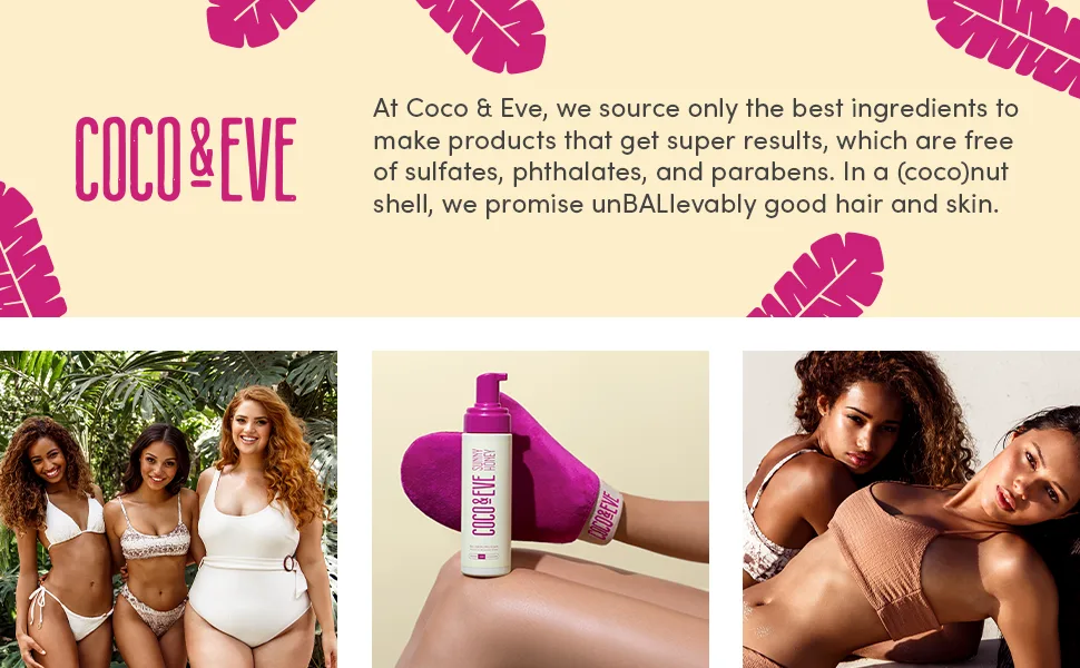 Coco & Eve Self Tanner Mousse Kit - (Medium) All Natural Sunless Tanning Mousse | Instant Self Tanning Lotion with Bronzer & Self Tanning Mitt Applicator | Sunny Honey Bali Bronzing Kit - product information 1