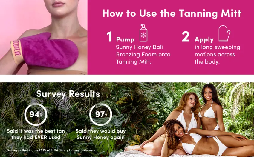 Coco & Eve Self Tanner Mousse Kit - (Medium) All Natural Sunless Tanning Mousse | Instant Self Tanning Lotion with Bronzer & Self Tanning Mitt Applicator | Sunny Honey Bali Bronzing Kit - product information 5