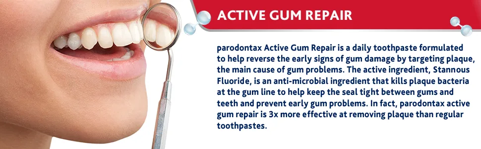 Parodontax Active Gum Repair Toothpaste, Gum Toothpaste, Fresh Mint - 3.4 Ounces (Pack of 3) - parodontax active gum repair daily toothpaste, gum damage, kills plaque, gum problems