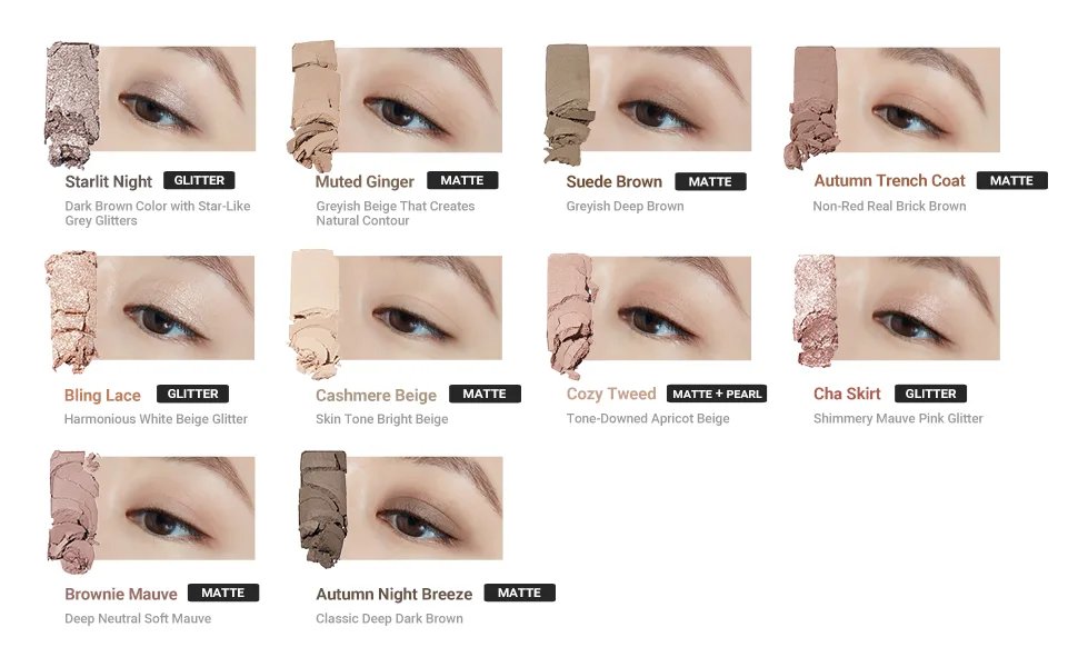 ETUDE Official Play Color Eye Shadow Autumn Closet 0.03 oz (0.7 g) x 10 Colors #Autumn Closet - COLOR SYSTEM