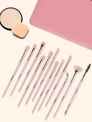 Daubigny Eye Makeup Brushes,12 PCS Professional Eye shadow, Concealer, Eyebrow, Foundation, Powder Liquid Cream Blending Brushes Set With Carrying Bag(Pink) - Eye makeup brushes eye brushes eyeshadow brushes makeup brush