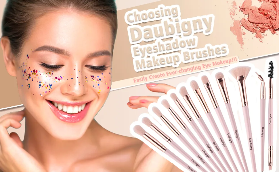 Daubigny Eye Makeup Brushes,12 PCS Professional Eye shadow, Concealer, Eyebrow, Foundation, Powder Liquid Cream Blending Brushes Set With Carrying Bag(Pink) - Eye makeup brushes eye brushes eyeshadow brushes makeup brush