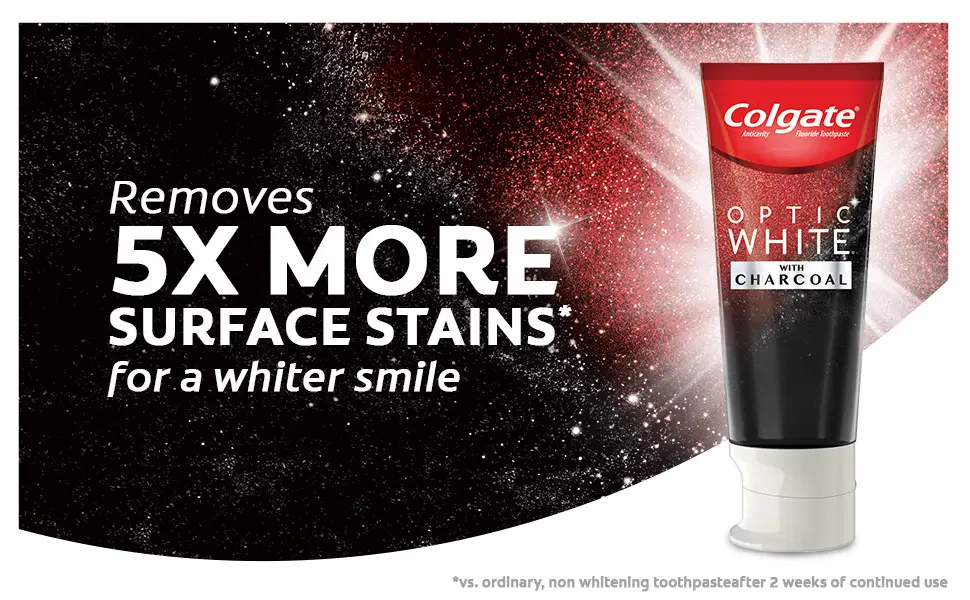 Colgate Optic White with Charcoal Teeth Whitening Toothpaste, Cool Mint, 4.2 Oz, 3 Pack 4.2 Ounce (Pack of 3) - image