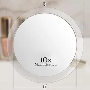 20X & 10X Magnifying Mirror Set Combo with 3 Suction Cups Each - Compact & Travel Ready - 6-Inch and 4-Inch Wide 20X and 10X Magnification - 10x magnifying mirror