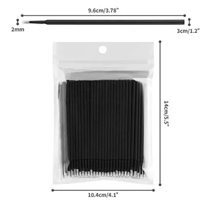 Cuttte 500 PCS Disposable Microbrush Applicators Microfiber Wands for Eyelashes Extensions and Makeup Application (Head Diameter: 2.0mm) (Black) - micro swabs