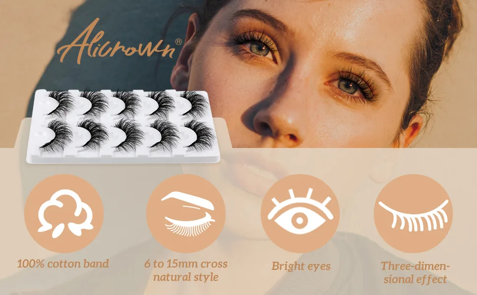 Alicrown False Eyelashes Wispy Natural Lashes 5 Pairs Soft Faux Mink Lashes 5D Volume Fluffy Fake Eyelashes Packs C-Fluffy - lashes