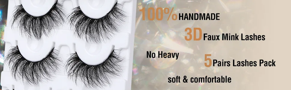 Alicrown False Eyelashes Wispy Natural Lashes 5 Pairs Soft Faux Mink Lashes 5D Volume Fluffy Fake Eyelashes Packs C-Fluffy - lashes