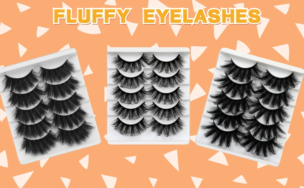 ALICROWN Mink Lashes Faux Wispy Natural Volume Lashes Pack 5D Fluffy Crossed False Eyelashes Full Handmade 5 Pairs Lashes A-Queen - banner