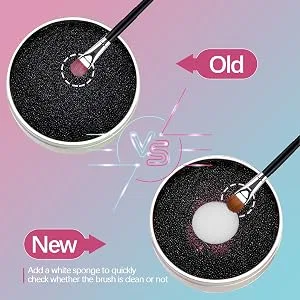 2 Pack Cleaner Sponge, Dry Makeup Brushes Cleaner Eye Shadow or Blush Color Removal Quickly Switch to Next Color (Black and White Sponge) - Makeup Brushes Cleaner Sponge