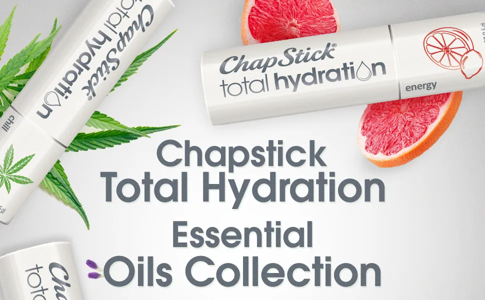 ChapStick Total Hydration, 100 Percent Natural Essential Oils Set - Collection of 4 Lip Balm Tubes 0.12 oz Each Variety Pack - ChapStick Total Hydration Essential Oils Collection