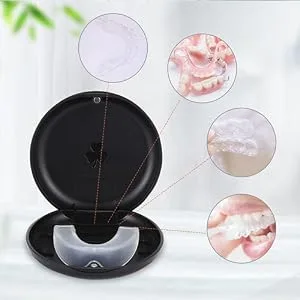 (2 Pack) Retainer Case,Solid Orthodontic Retainer Case-Black - Set Of 2