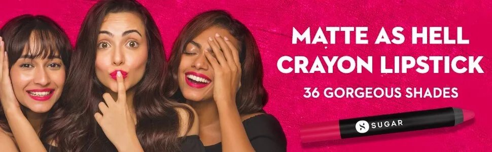 Sugar Cosmetics Matte As Hell Crayon Lipstick32 Miss Rosa (Dusky Rose) with SharpenerHighly pigmented, Creamy Texture, Long lasting Matte Finish - MAH 2