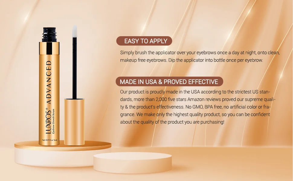 LUXROS Eyebrow Serum, Eyebrow Enhancer Serum, Eyebrow Boost Serum for Longer, Thicker Healthier Brows, Made in USA, 5ml 6 Month Supply - product information 5